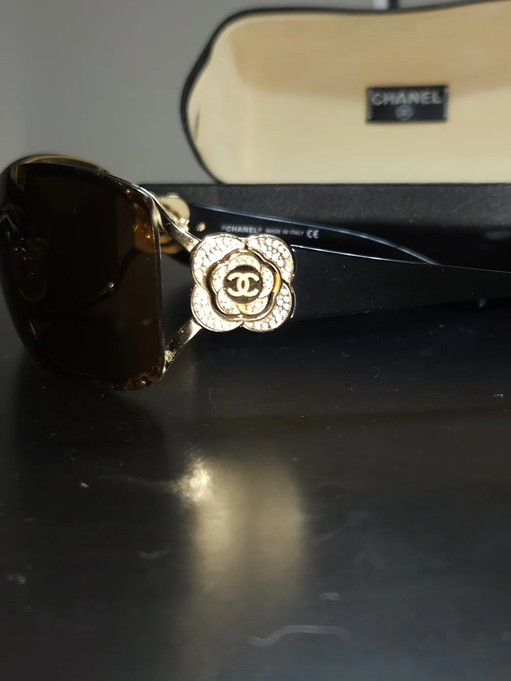 CHANEL Camellia Crystal Brown